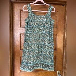 Faded Glory Floral Sleeveless Dress - Sage Green and Brown‎